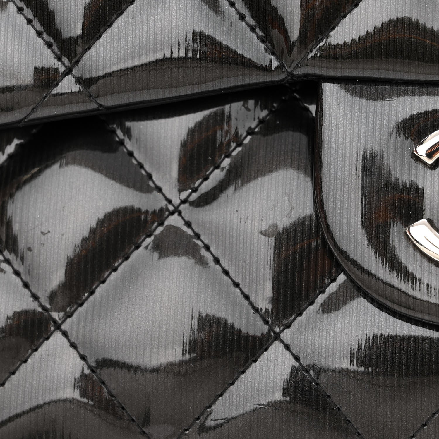 Chanel Striated Patent Quilted Jumbo Double Flap Black 15 of 17