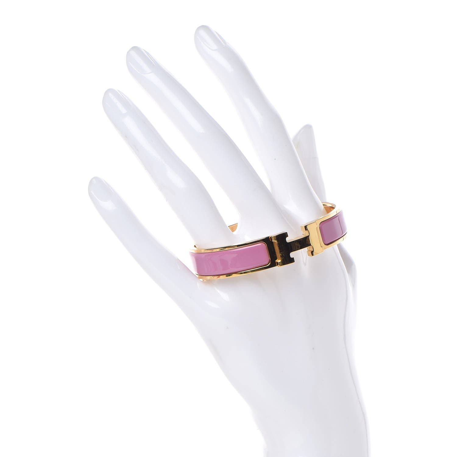 Hermes Enamel Narrow Clic Clac H Bracelet PM Rose Azalee 2 of 9