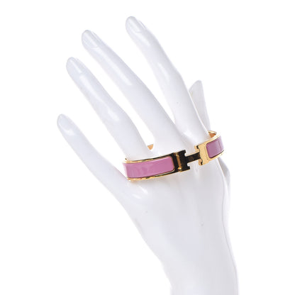 Hermes Enamel Narrow Clic Clac H Bracelet PM Rose Azalee 2 of 9