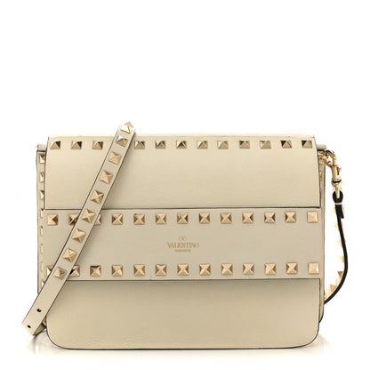 Valentino Garavani Vitello Small Rockstud Flap Crossbody Bag Light Ivory 1 of 11