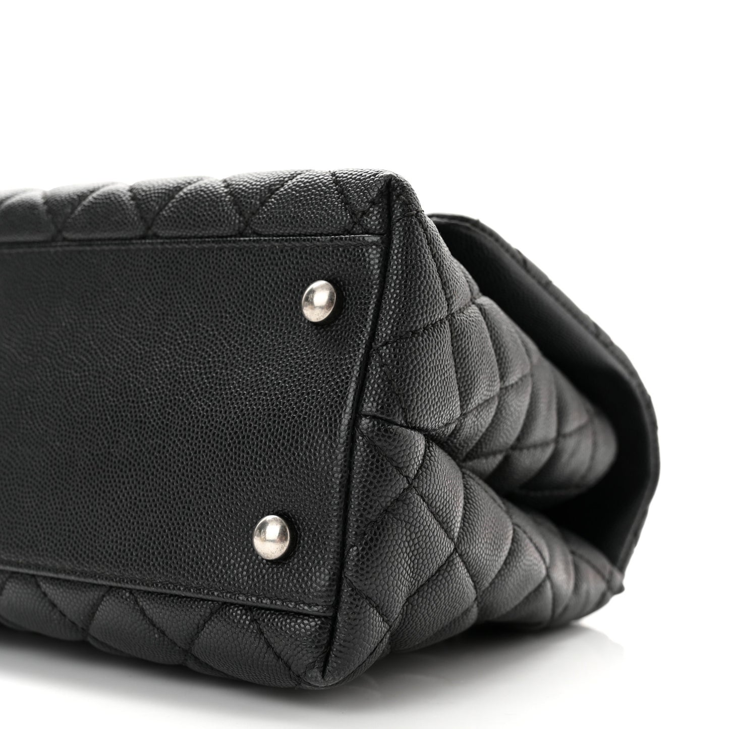 Caviar Lizard Embossed Quilted Small Coco Handle Flap Black