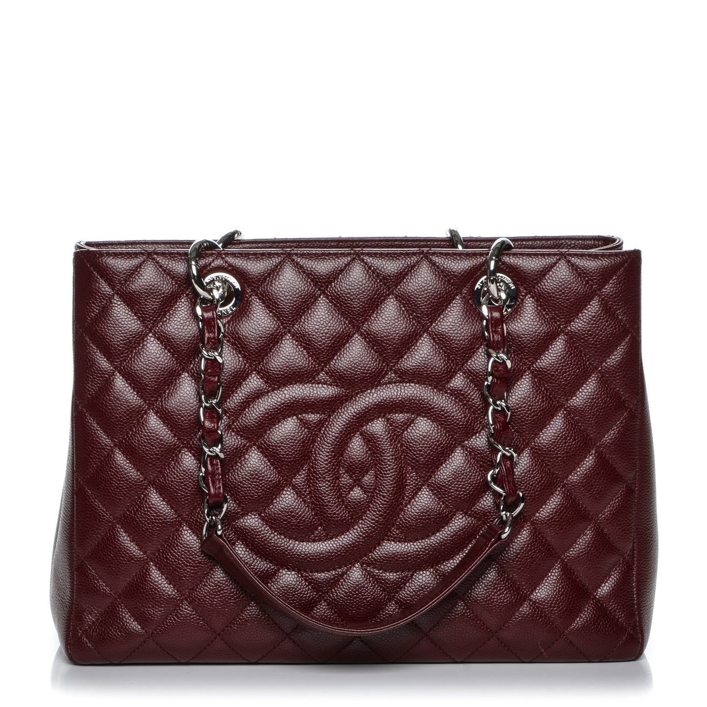 Caviar Quilted Grand Shopping Tote GST Dark Burgundy