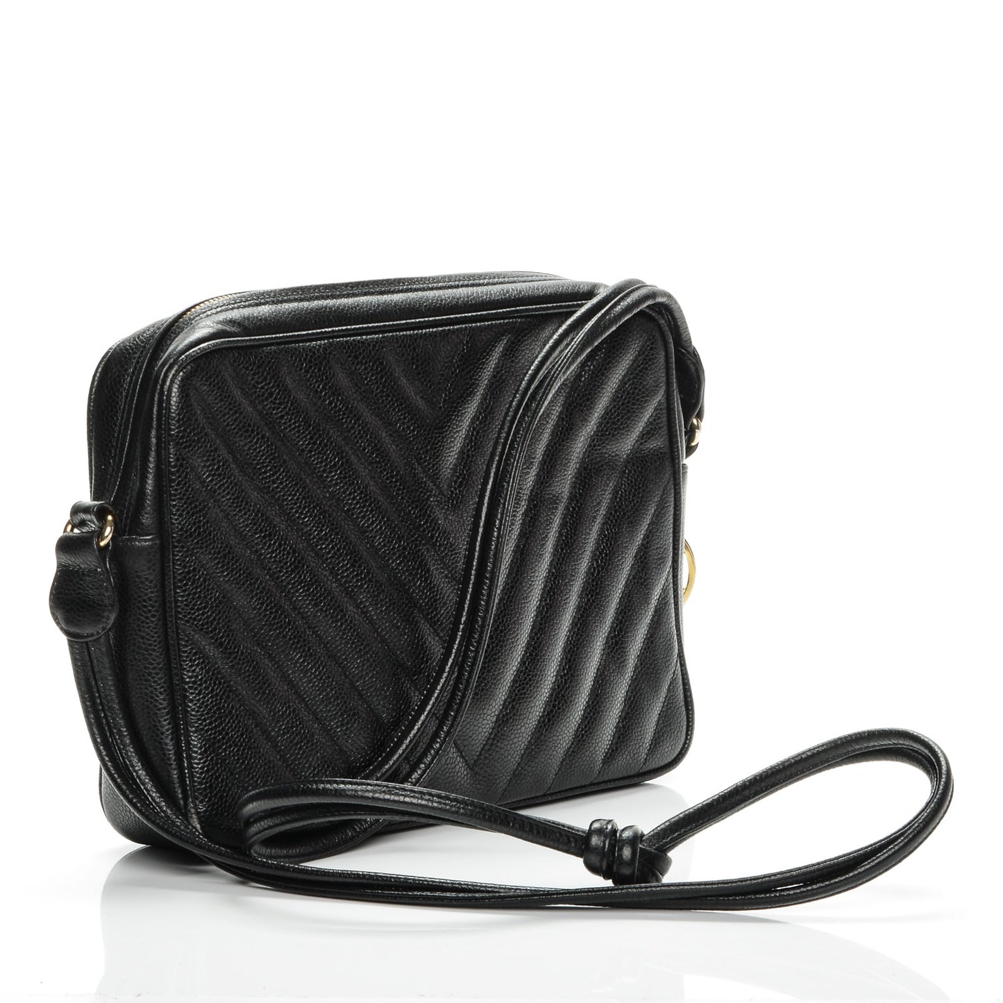 Caviar Chevron Quilted Camera Case Black