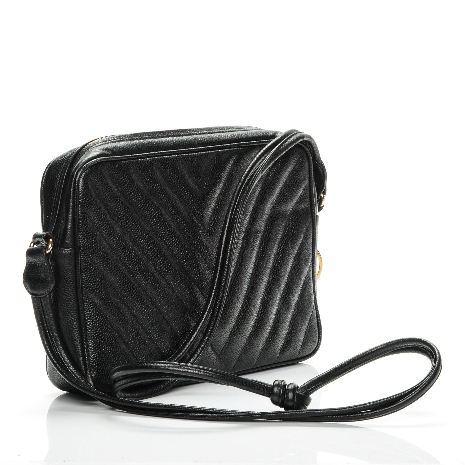 Chanel Caviar Chevron Quilted Camera Case Black 3 of 9