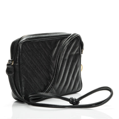 Chanel Caviar Chevron Quilted Camera Case Black 3 of 9