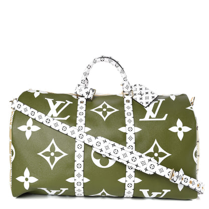 Louis Vuitton Monogram Giant Keepall Bandouliere 50 Kaki Beige 1 of 9