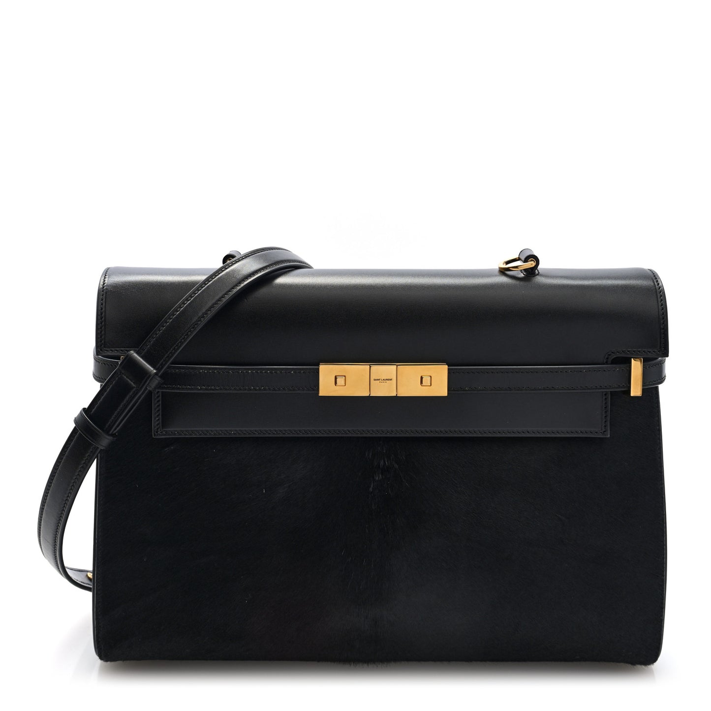 Pony Hair Calfskin Manhattan Top Handle Black