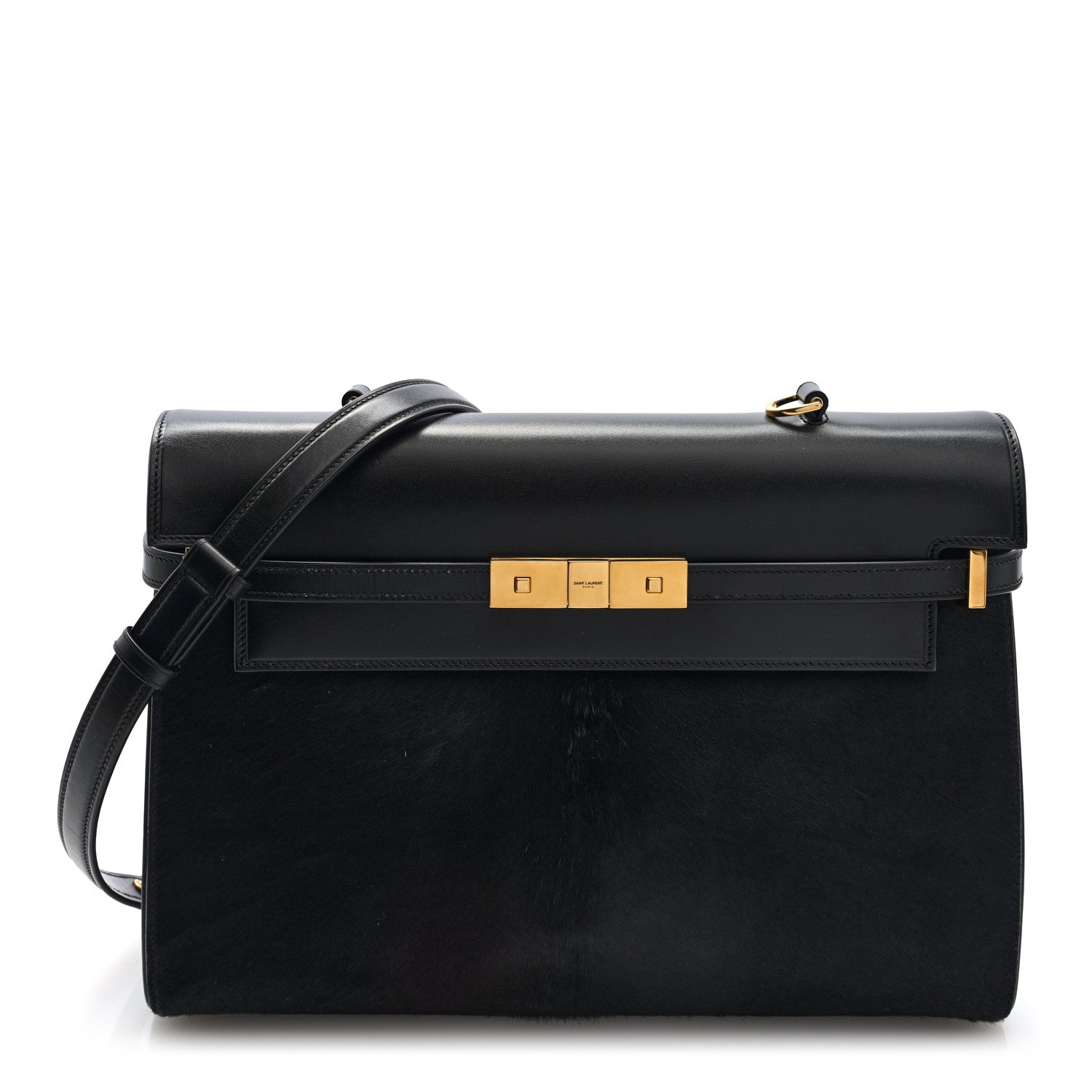Saint Laurent Pony Hair Calfskin Manhattan Top Handle Black 1 of 9