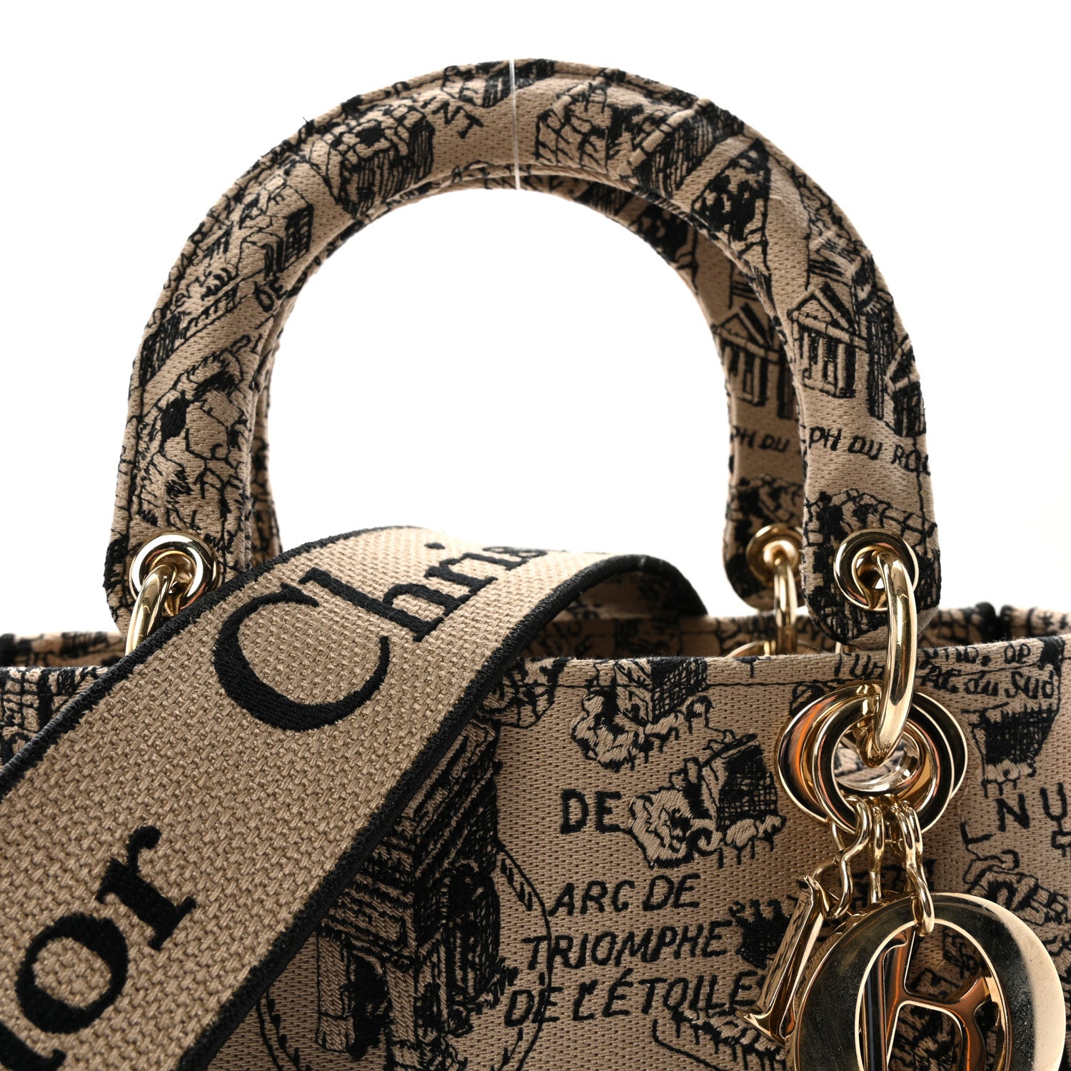 Christian Dior Canvas Embroidered Medium Plan de Paris Lady D-Lite Beige Black 7 of 9