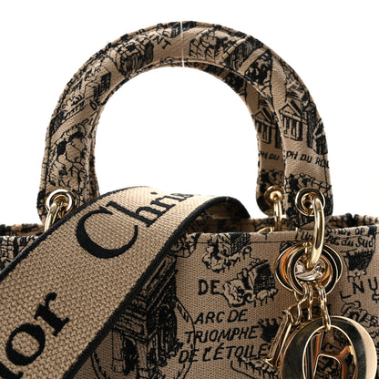 Christian Dior Canvas Embroidered Medium Plan de Paris Lady D-Lite Beige Black 7 of 9