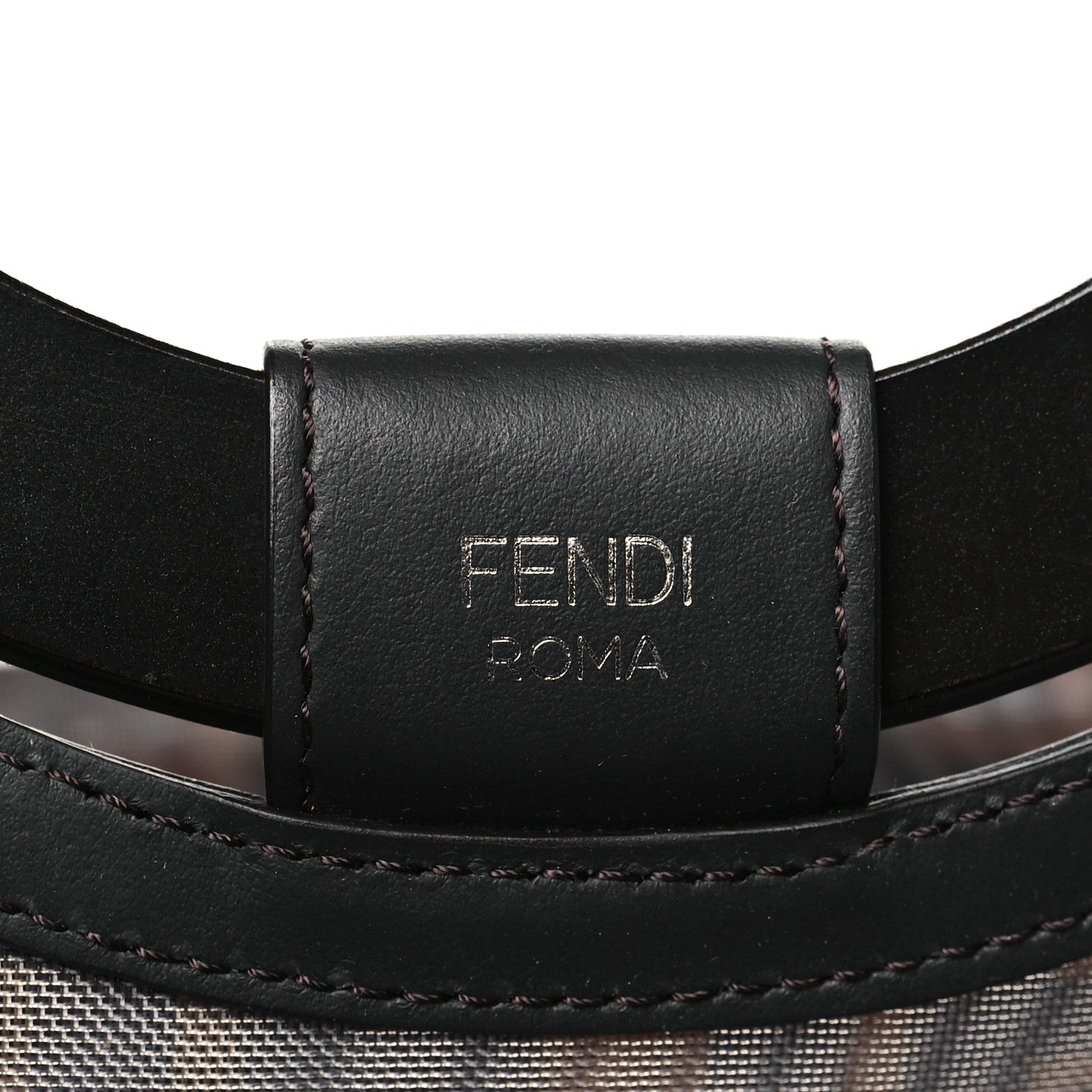 Fendi Mesh Vitello Century Cuoio FF 1974 Medium Runaway Shopper Tote Marrone Black Ebano 6 of 10