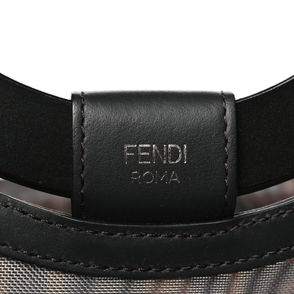 Fendi Mesh Vitello Century Cuoio FF 1974 Medium Runaway Shopper Tote Marrone Black Ebano 6 of 10