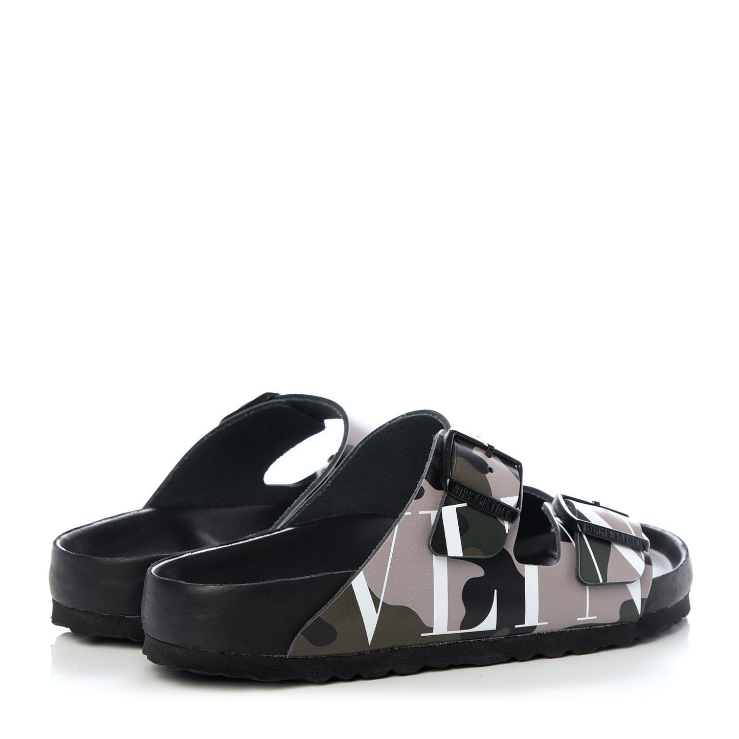 X BIRKENSTOCK Calfskin VLTN Arizona Slide Sandals 38 Army Green Poudre