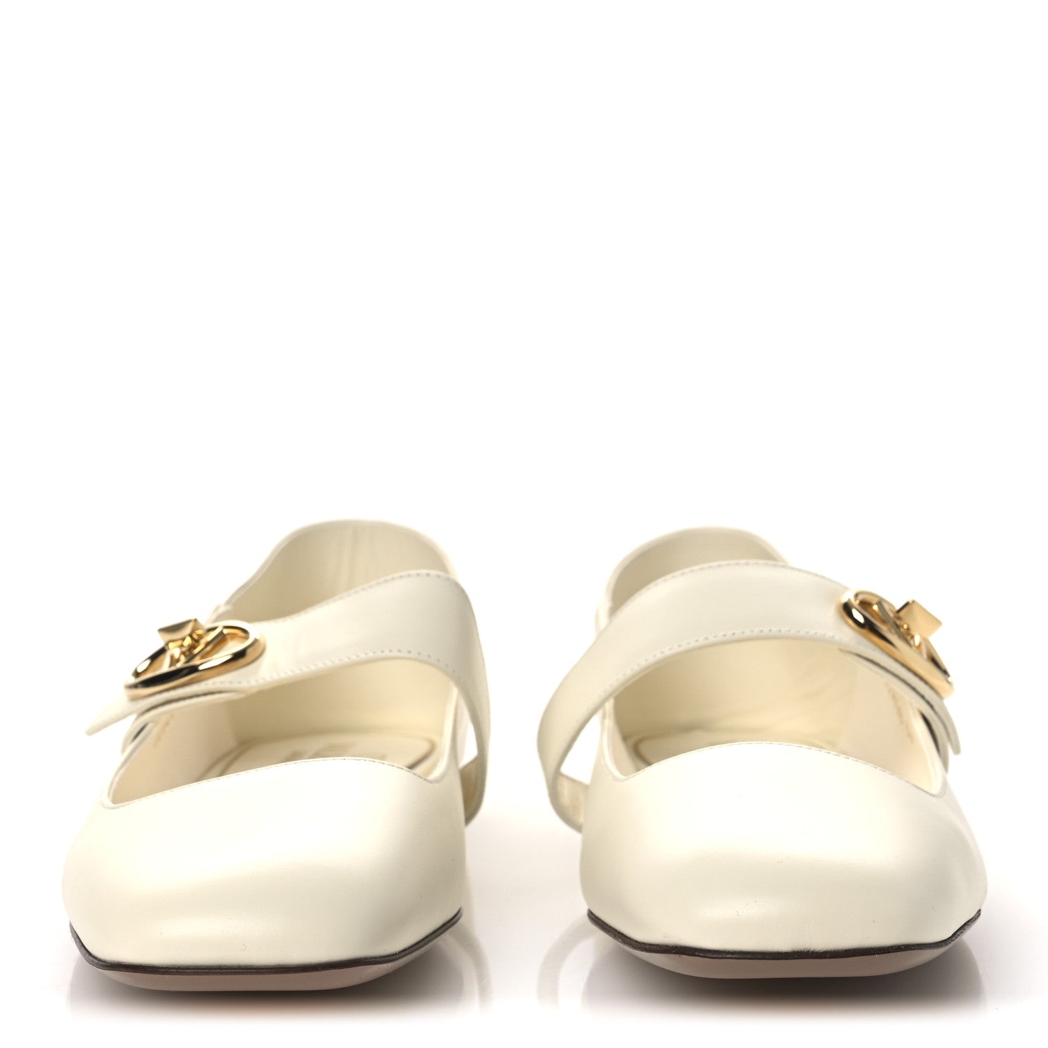 Valentino Garavani Calfskin VLogo Locker Mary Jane Ballerina Flats 39 Ivory 3 of 10