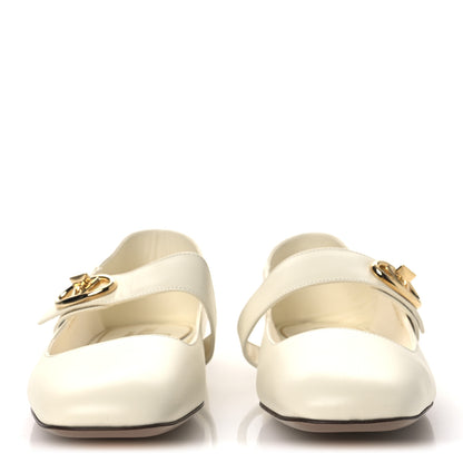 Valentino Garavani Calfskin VLogo Locker Mary Jane Ballerina Flats 39 Ivory 3 of 10