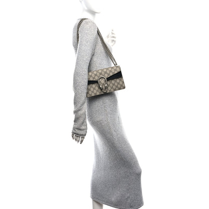 Gucci GG Supreme Monogram Suede Crystal Small Dionysus Shoulder Bag Beige Ebony Black 2 of 10