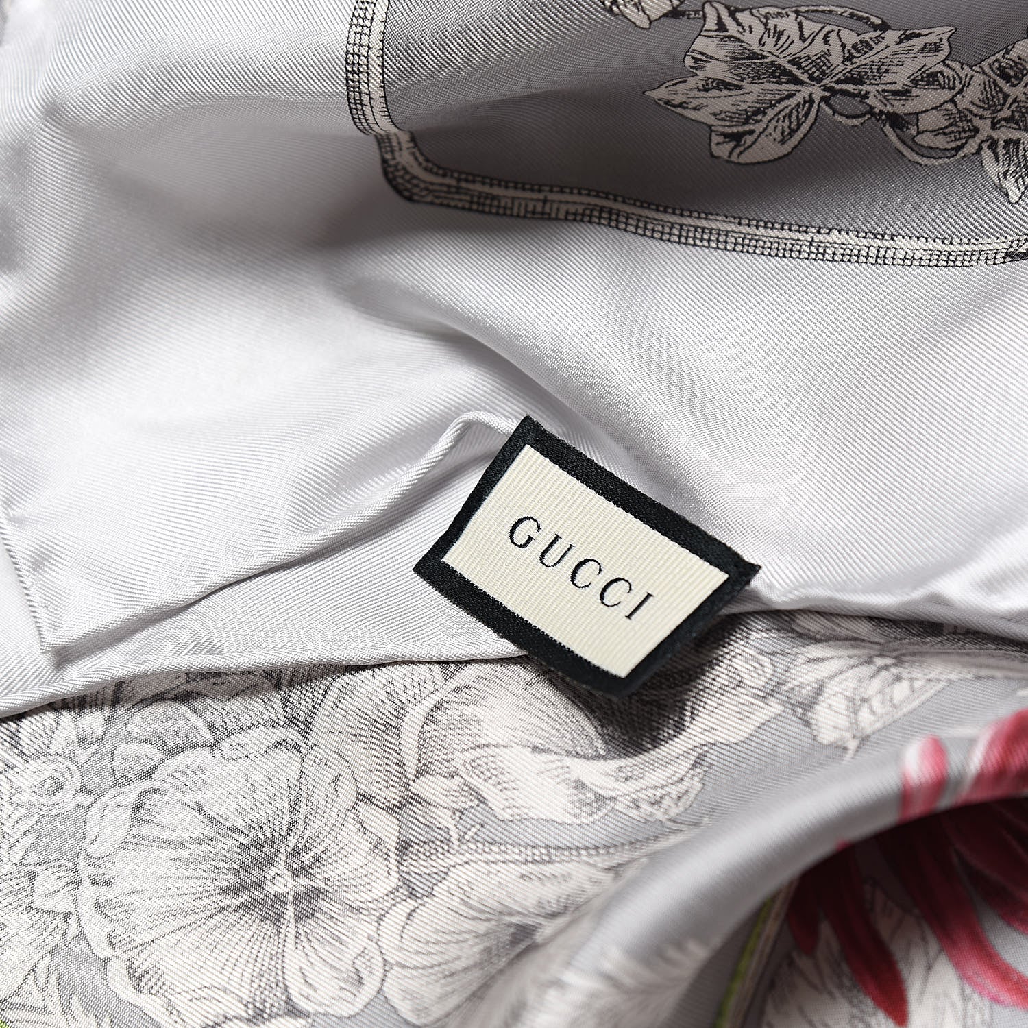 Gucci Silk Twill Wondergardenia Square Scarf Zinc Beige 4 of 4