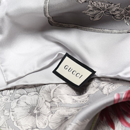 Gucci Silk Twill Wondergardenia Square Scarf Zinc Beige 4 of 4