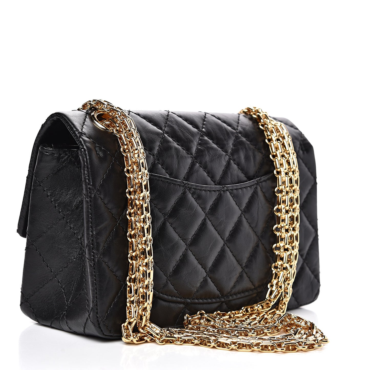 Aged Calfskin Quilted 2.55 Reissue Mini Flap Black