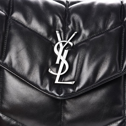 Saint Laurent Lambskin Quilted Medium Loulou Puffer Monogram Chain Satchel Black 13 of 14