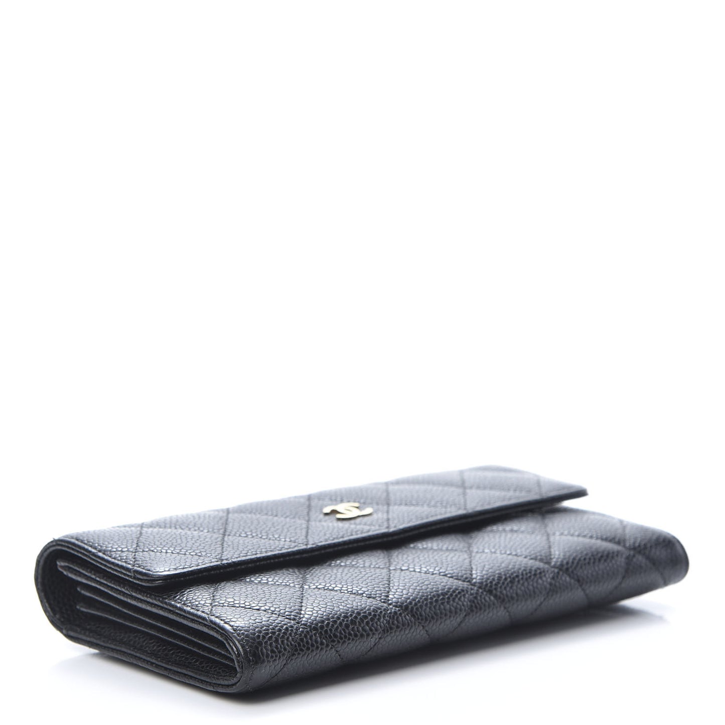 Caviar Quilted Large Flap Wallet Black