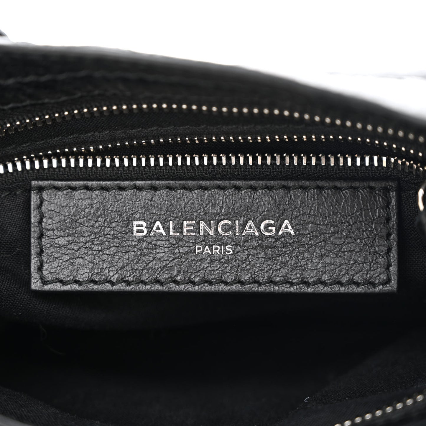 Agneau Classic Silver Hardware Mini City Logo Strap Black White