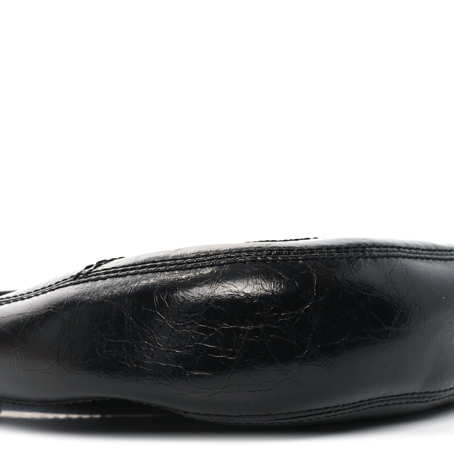 Crinkled Calfskin Cruiser Crescent Bag Black