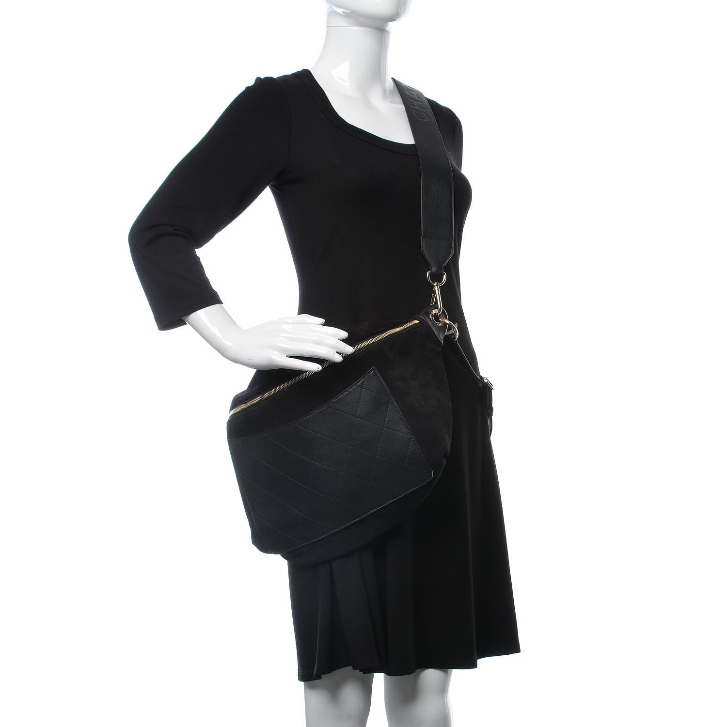 Chanel x Pharrell Williams Suede Calfskin Oversized Waist Belt Bag Black 6 of 13