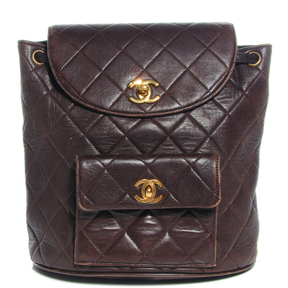 Chanel Lambskin Quilted Backpack Brown 1 of 7