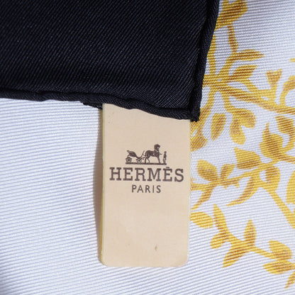 Hermes Silk Tendresse Feline Scarf 90 Black White Vieil Or 8 of 8