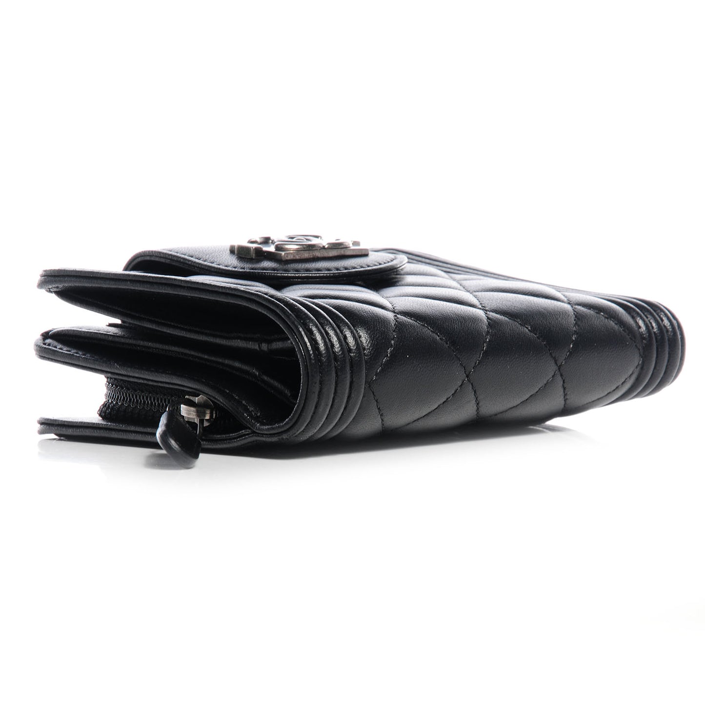 Lambskin Compact Boy Wallet Black