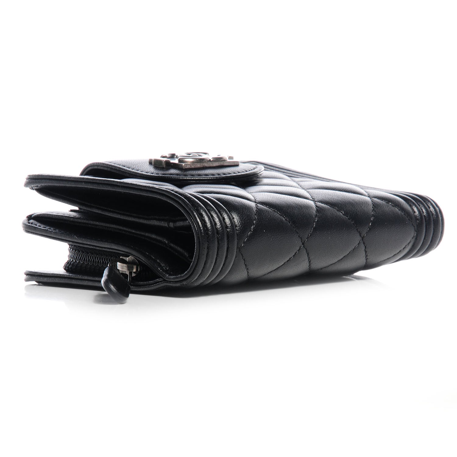 Chanel Lambskin Compact Boy Wallet Black 4 of 7