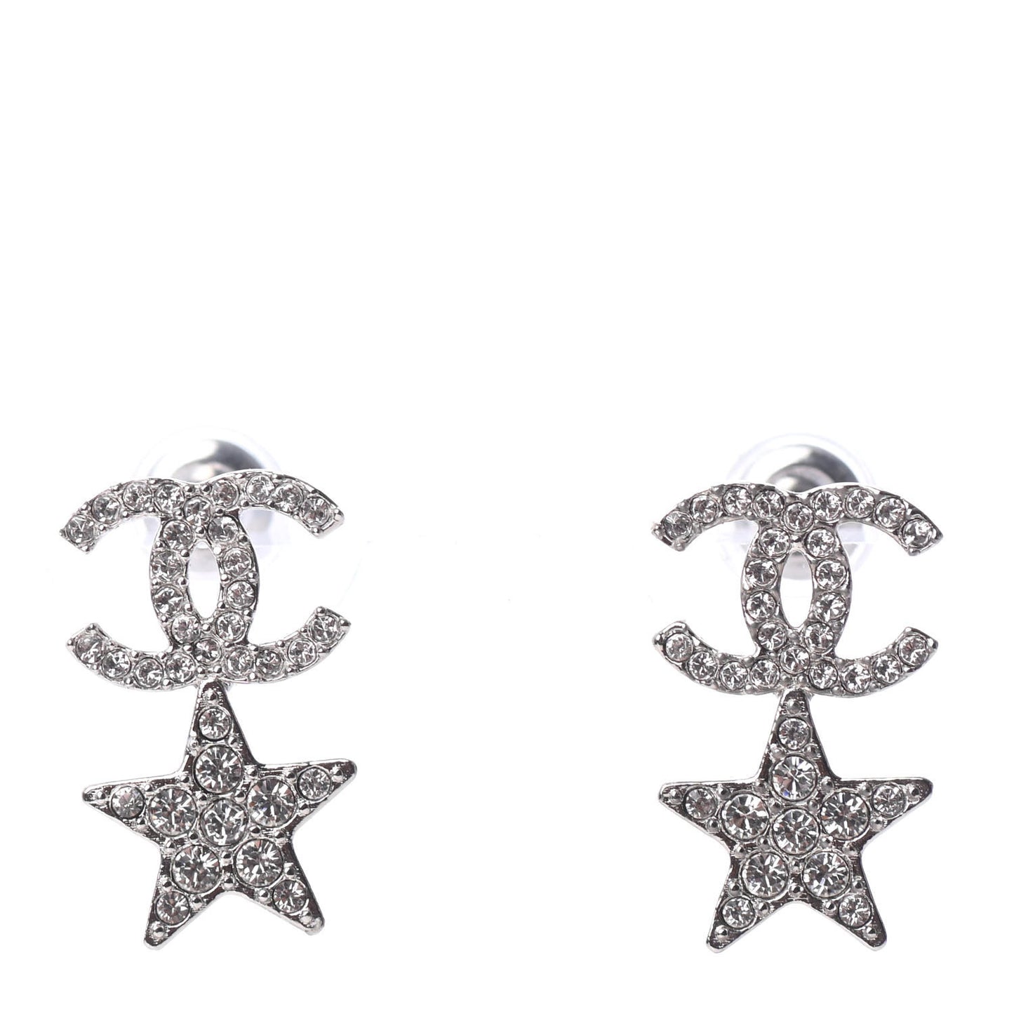 Crystal CC Star Earrings Silver