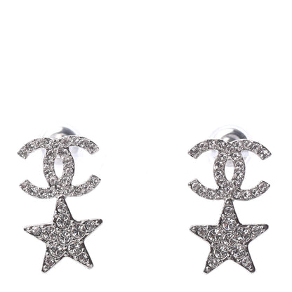Chanel Crystal CC Star Earrings Silver 1 of 5