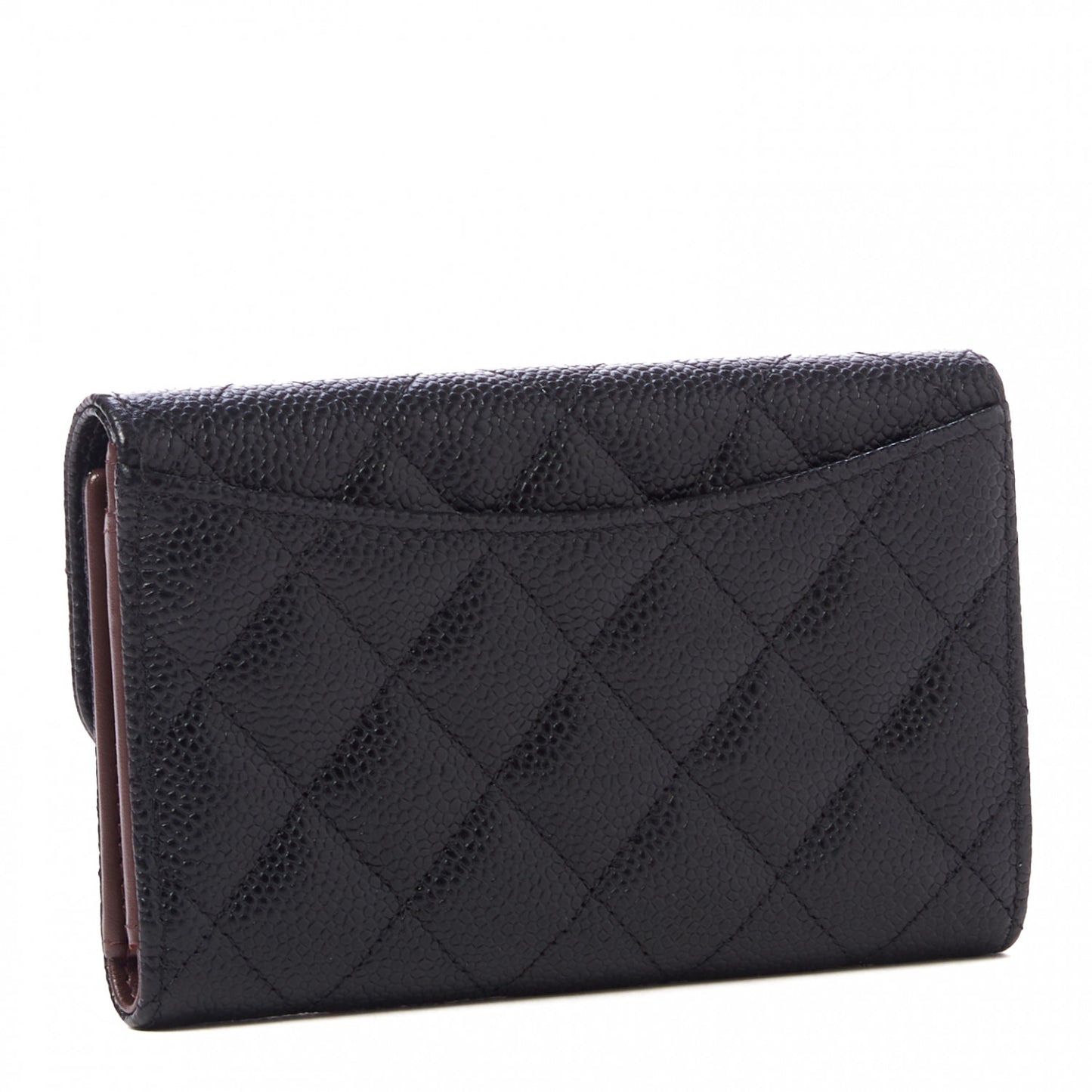 Caviar Quilted Medium Flap Wallet Black