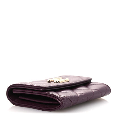Chanel Caviar Quilted Chain CC Quilted Compact Flap Card Holder Dark Burgundy 4 of 9