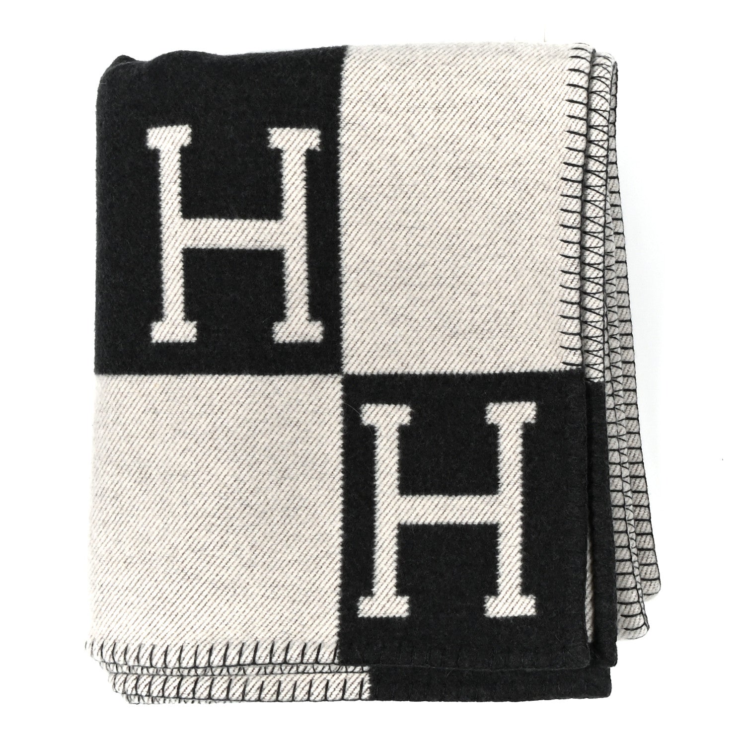 Hermes Wool Cashmere Avalon Blanket Ecru Gris Fonce 1 of 3