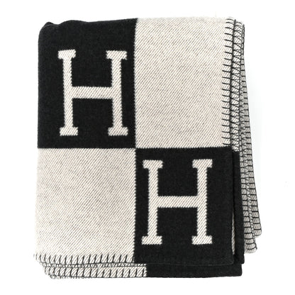 Hermes Wool Cashmere Avalon Blanket Ecru Gris Fonce 1 of 3
