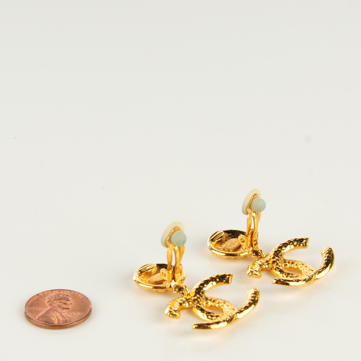 Chanel CC Clip On Drop Earrings Gold 2 of 3