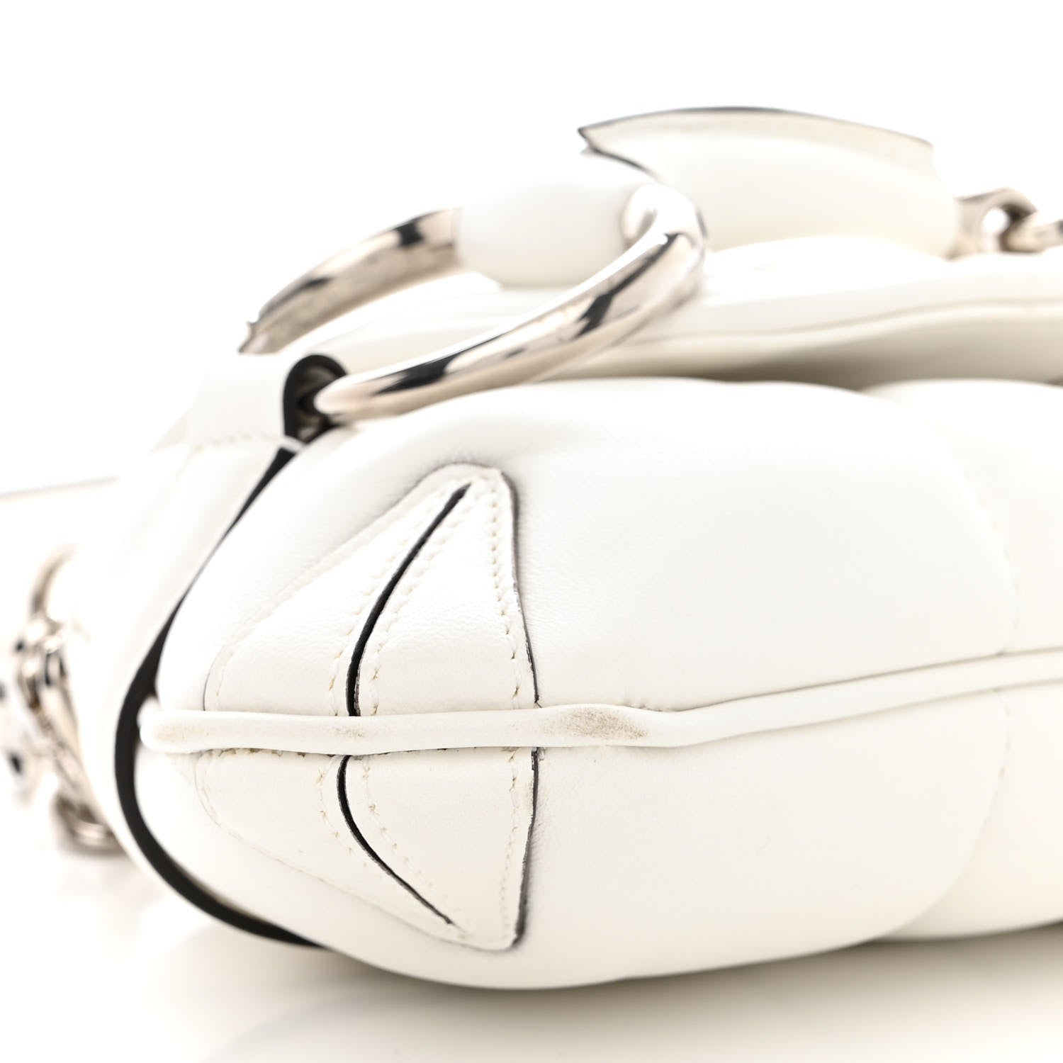 Gucci Nappa Vertical Matelasse Small Maxi Horsebit Chain Shoulder Bag Great White 9 of 10