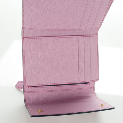 Fendi Vitello Elite Crystal Eye Monster French Wallet Cobalt Lavender Pink 5 of 9