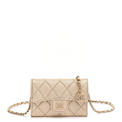 Chanel Metallic Lambskin Quilted Flap Chain Waist Bag Gold 1 of 8