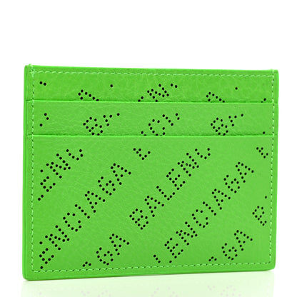 Balenciaga Calfskin Logo Perforated Cash Card Holder Acid Green 3 of 8