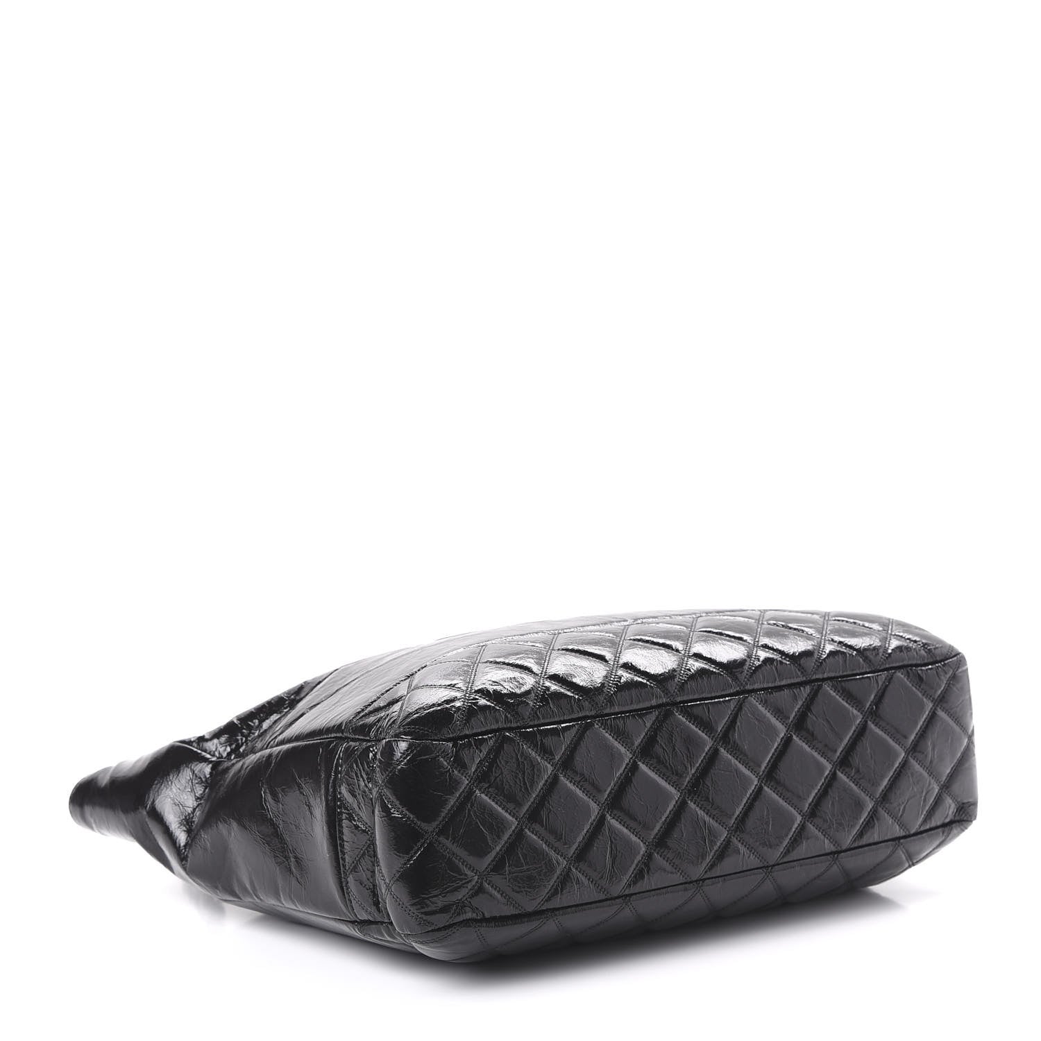 Chanel Shiny Aged Calfskin Quilted Small Shopping Bag Black 4 of 10