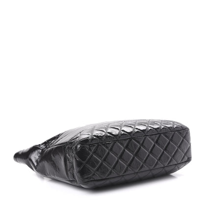 Chanel Shiny Aged Calfskin Quilted Small Shopping Bag Black 4 of 10