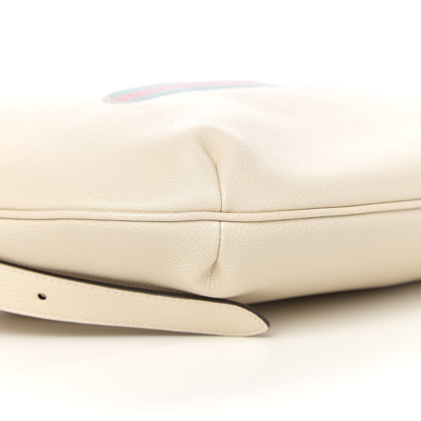 Grained Calfskin Logo Half Moon Hobo White