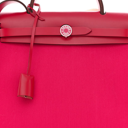 Hermes Toile Militaire Vache Hunter Laque Herbag Zip Retourne 31 PM Rose Mexico Rouge Piment 10 of 13