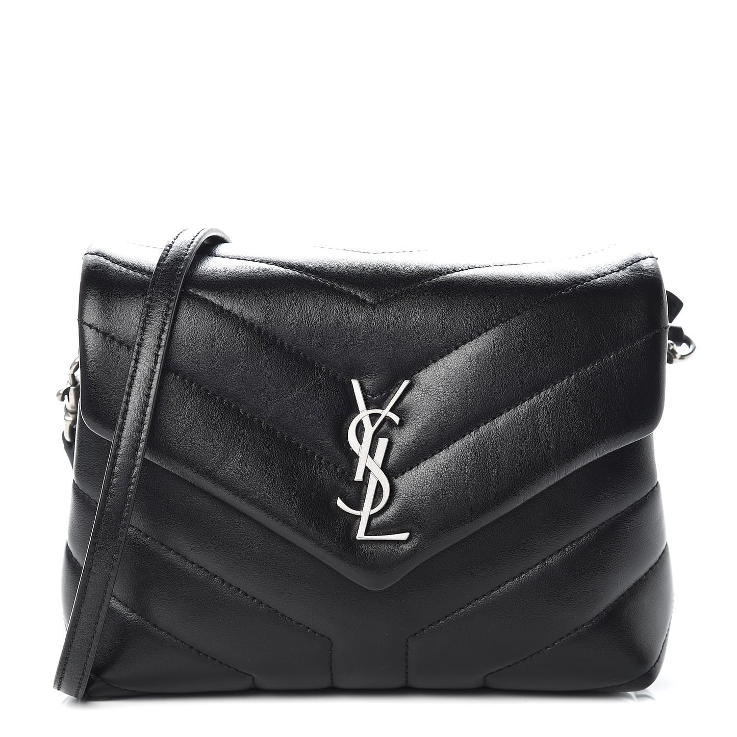 Calfskin Y Quilted Monogram Toy Loulou Crossbody Bag Black