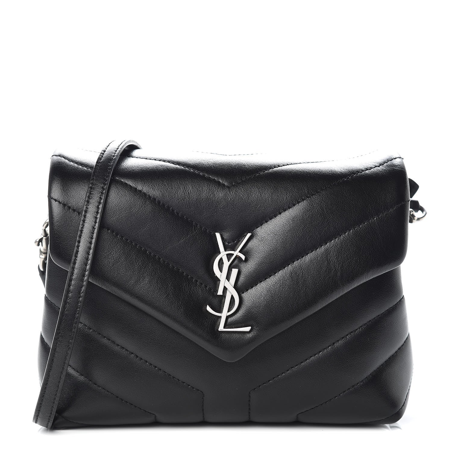 Saint Laurent Calfskin Y Quilted Monogram Toy Loulou Crossbody Bag Black 1 of 11
