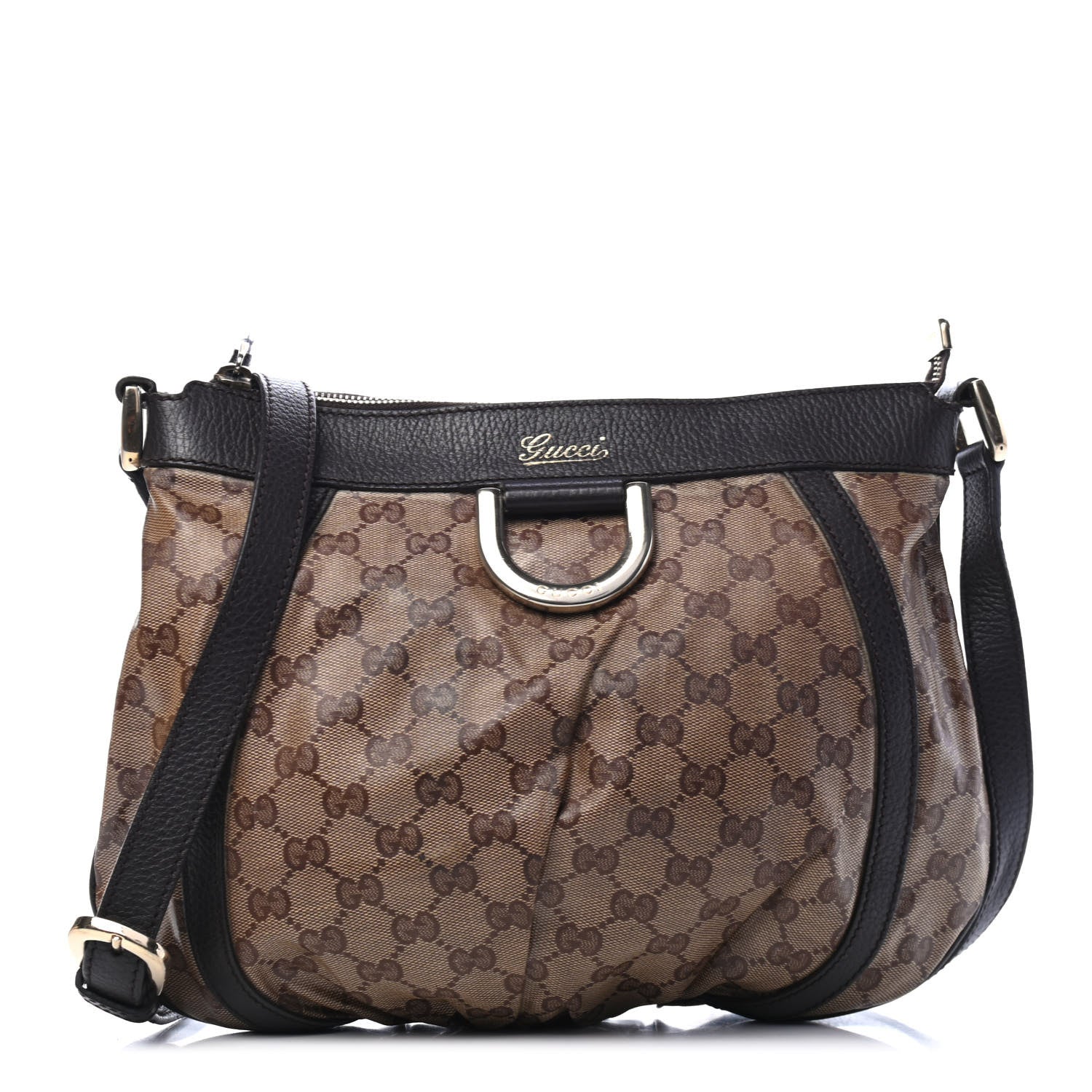Gucci Crystal Monogram Small D Gold Ring Messenger Dark Brown 1 of 6